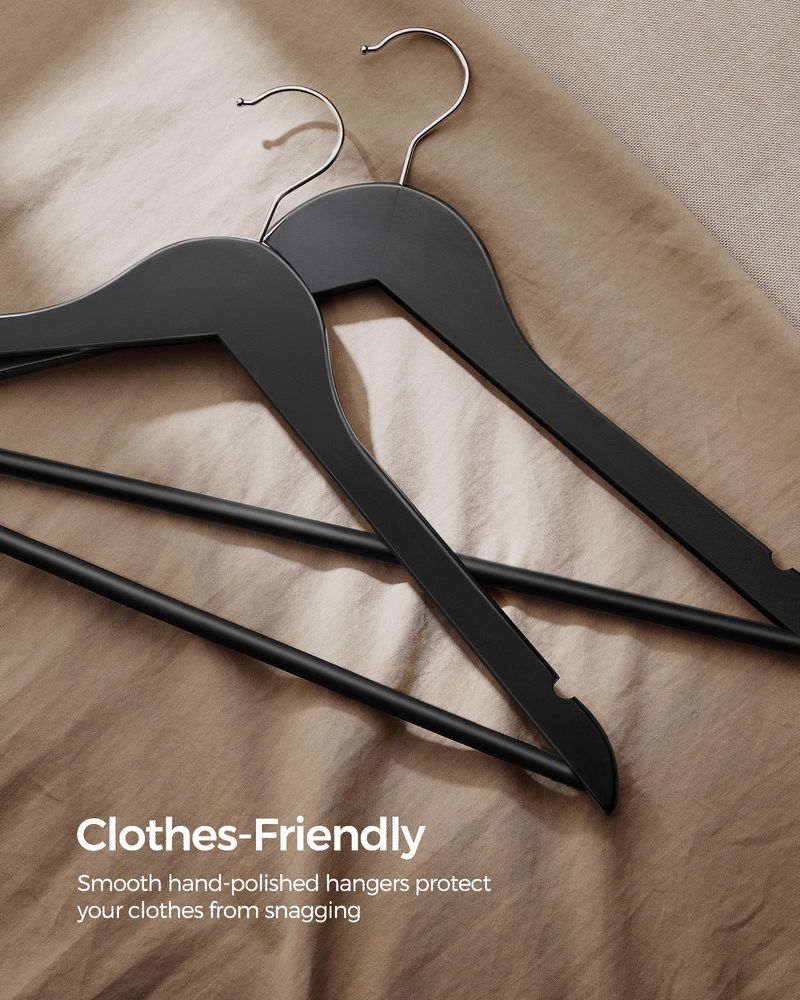 SONGMICS 20-Pack Wood Coat Hangers with Shoulder Notches