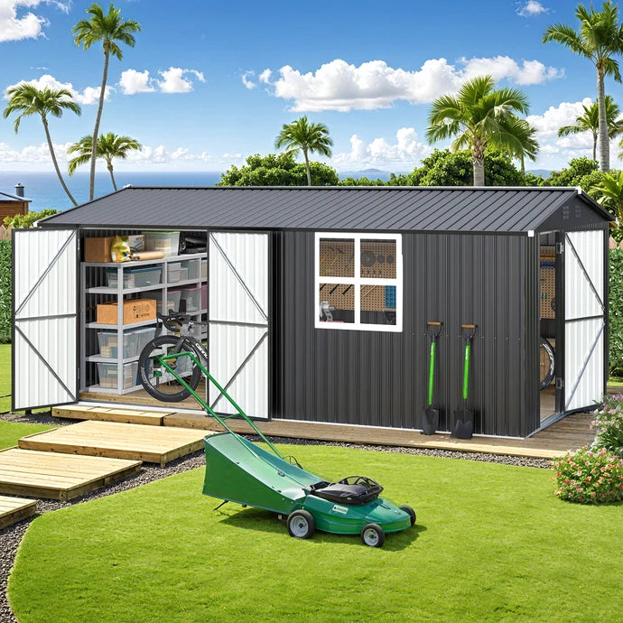 16' x 12' Outdoor Metal Storage Shed with Windows – Large 12x16 Utility Shed