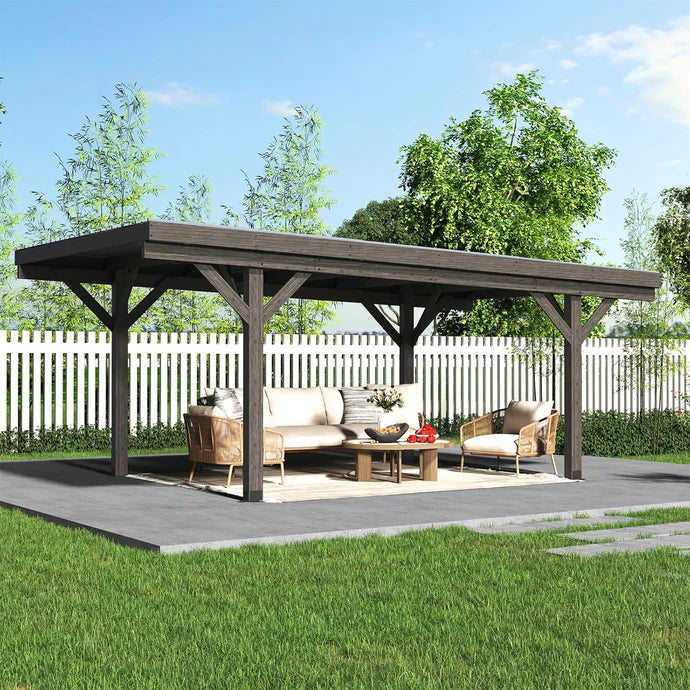 AECOJOY 17ft x 12ft Wooden Gazebo Pavilion / Carport
