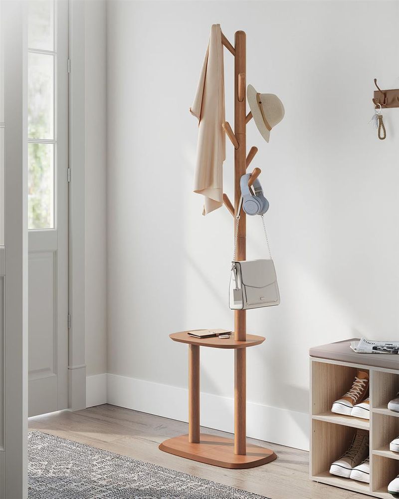 VASAGLE Hall Coat Tree with 8 Hooks and Storage Shelf
