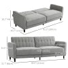 HOMCOM Pull Out Sofa Bed, Button Tufted Fabric Convertible Bed Couch with Adjustable Back, for Living Room, Grey