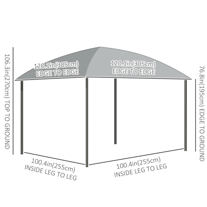 Outsunny 10' x 10' Outdoor Hardtop Gazebo Canopy with UV60+ Polycarbonate Roof, Steel Frame, Central Hook, Curtains, Khaki