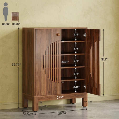 Farmhouse Wooden Sideboard Cabinet, Buffet Storage Unit with Flexible Shelving