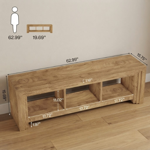 Television Stand 63" Farmhouse Entertainment Center Media Console Natural Oak