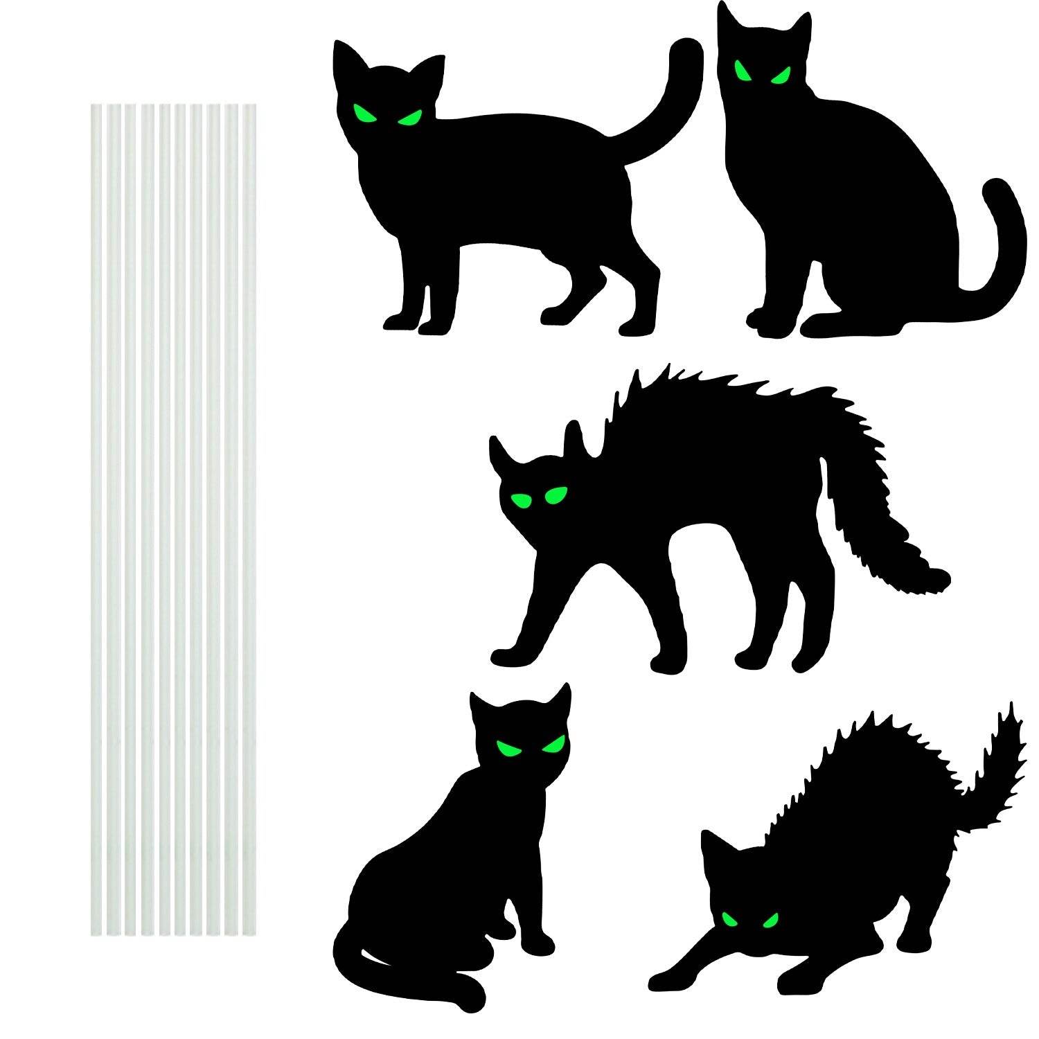 6Pcs Skull Or 6Pcs Tomb Or 5Pcs Black Cat Halloween Yard Sign Decorations Glow In The Dark For Haunted House Garden Yard And Scary Theme Party
