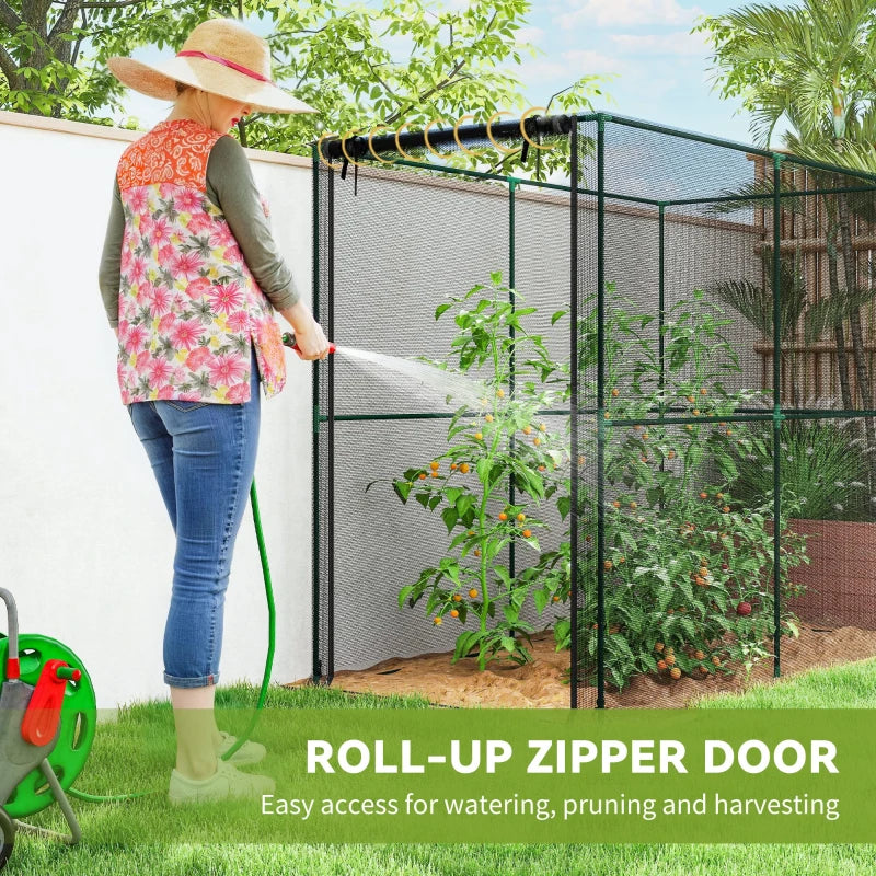 Crop Cage, Plant Protection Tent with Zippered Door, Plant Protector from Animals for Vegetables Flowers Fruits, Black