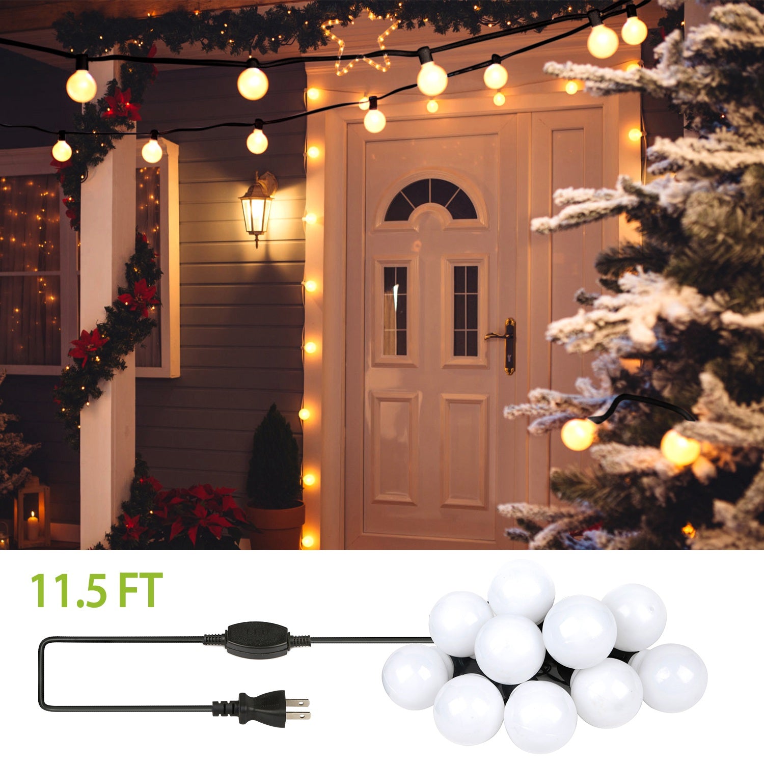 Plug-in Globe String Light Warm White Fairy Light Bulbs Outdoor Water Resistant String Lamp For Garden Patio Yard Shopping Center