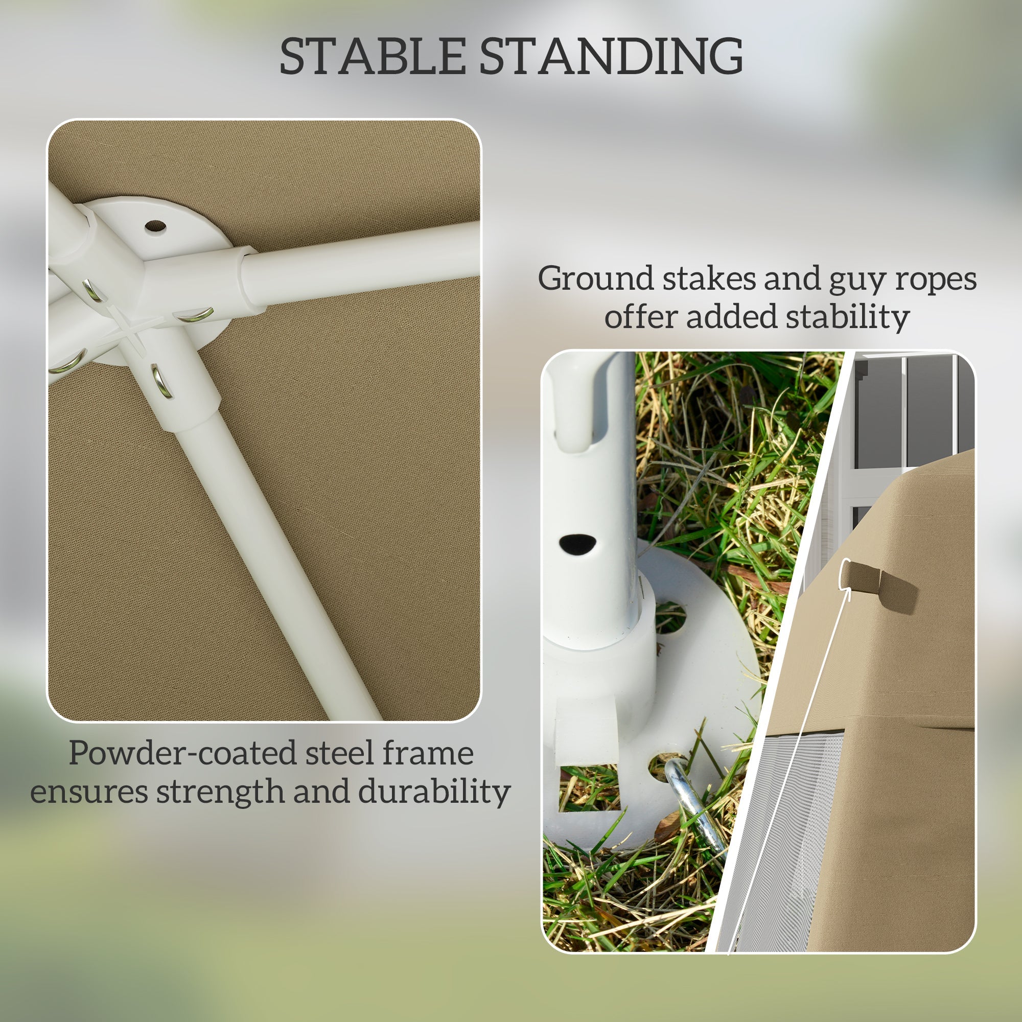 Outsunny 10x10ft Party Tent Canopy with Netting, Patio Screen House Slant Leg Outdoor Gazebo Sun Shade Shelter, Khaki