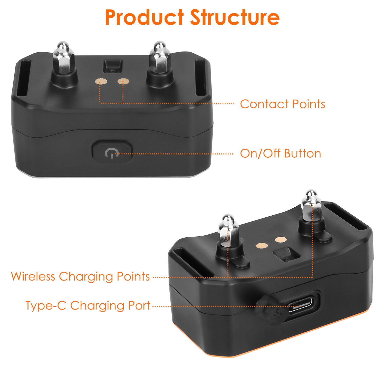 Electric Dog Training Collar Receiver IP67 Waterproof Shock Vibration Beep Mode Anti-Bark Dog Deterrent Training Collar for Dog Fence System