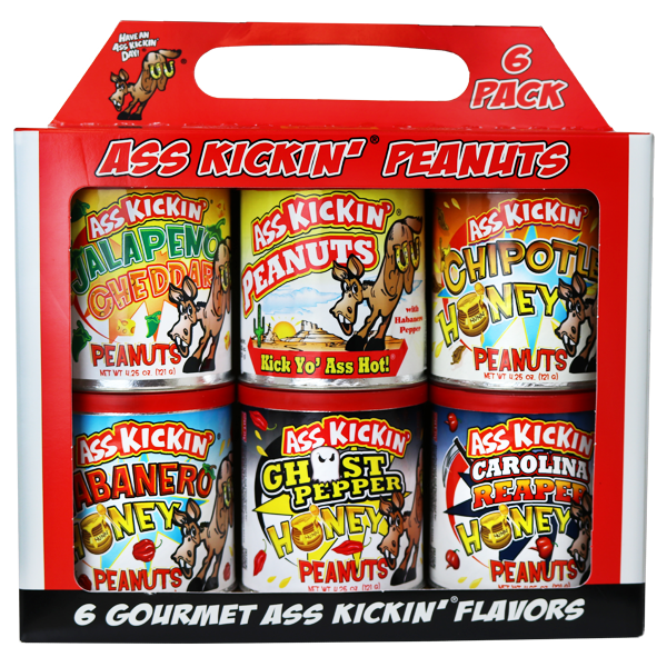 Ass Kickin’ Peanuts Variety 6 Pack (6 Different 4.2oz Ass Kickin' Peanut Flavors)