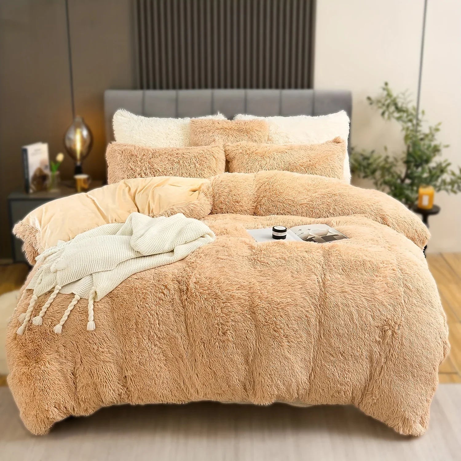 4PCs Plush Duvet Cover Set Luxury Ultra Soft Velvet Duvet