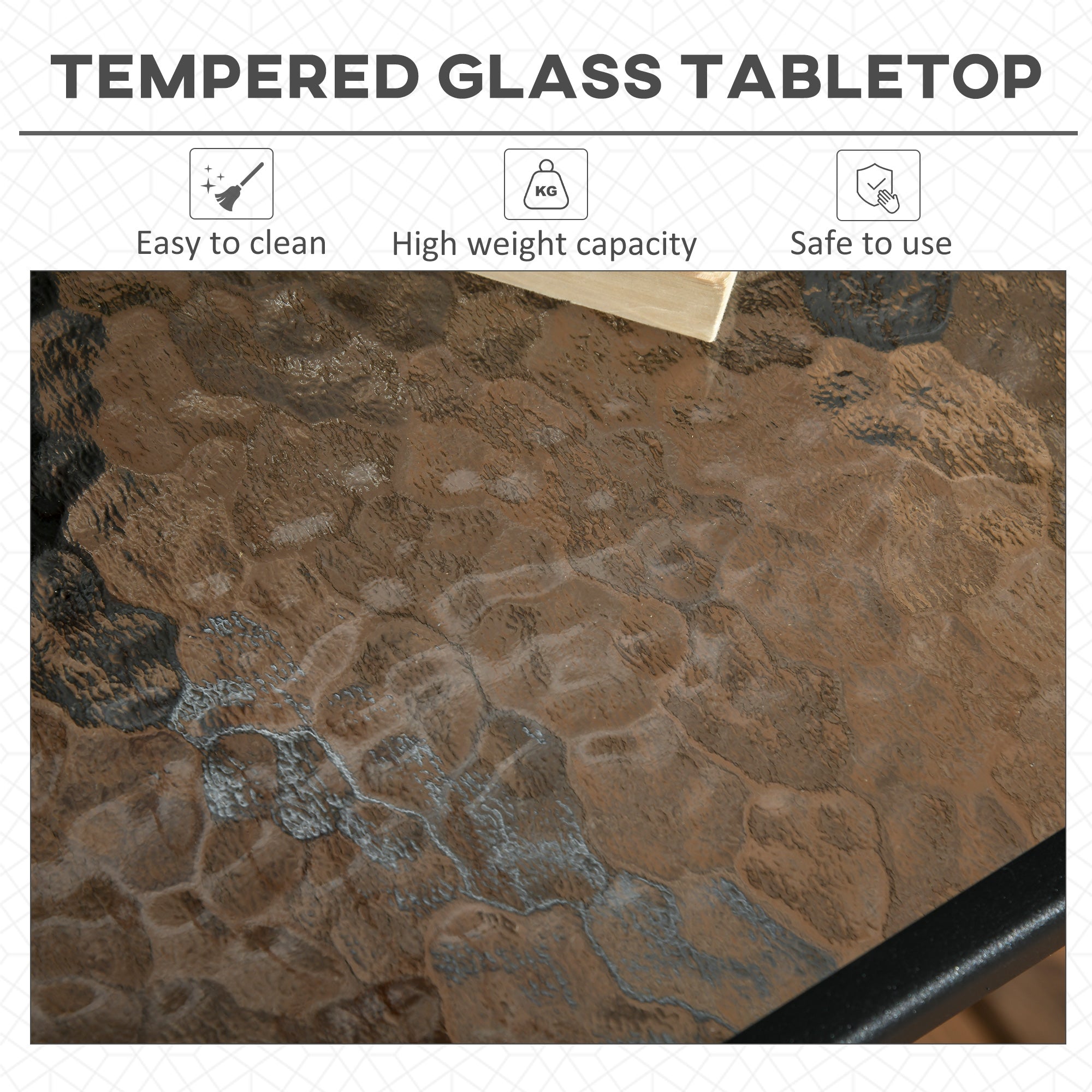 Outsunny Square Outdoor Dining Table - Tempered Glass Top with Umbrella Hole, Perfect for Garden & Balcony, Black