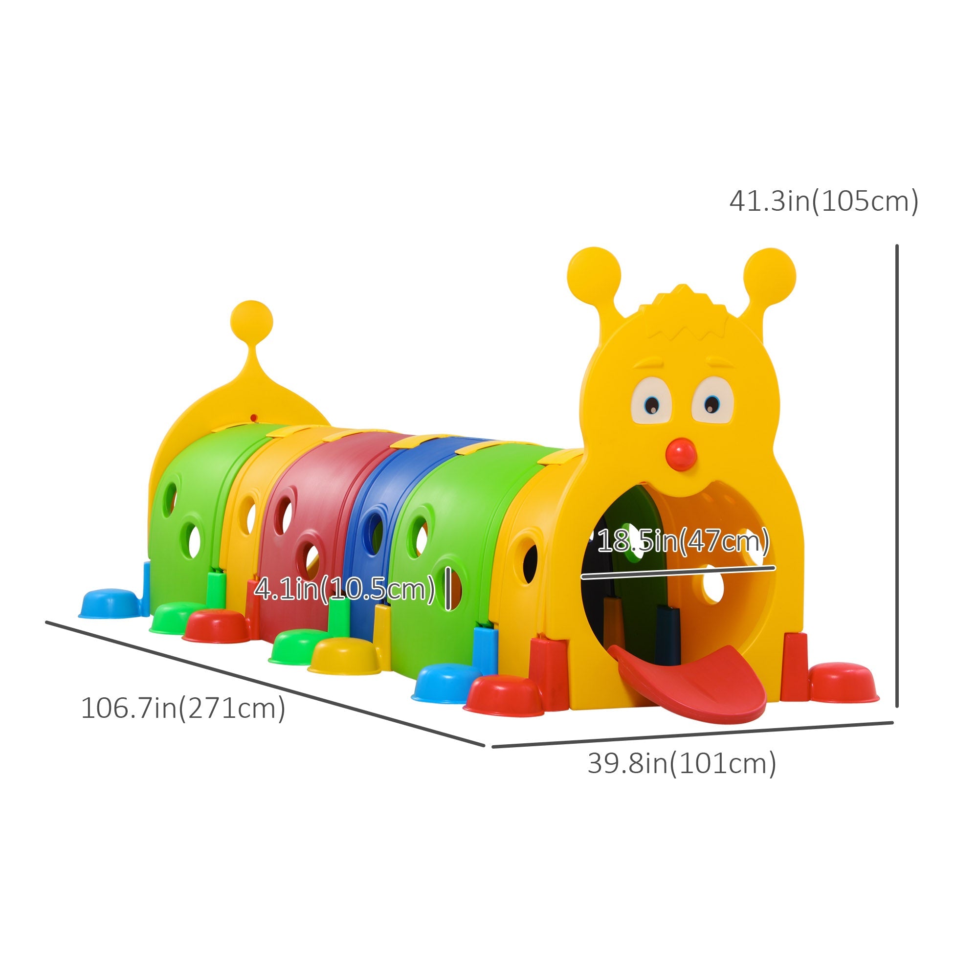 Qaba 107 Inch Kids Play Tunnel Climb-N-Crawl Outdoor Indoor Play Equipment