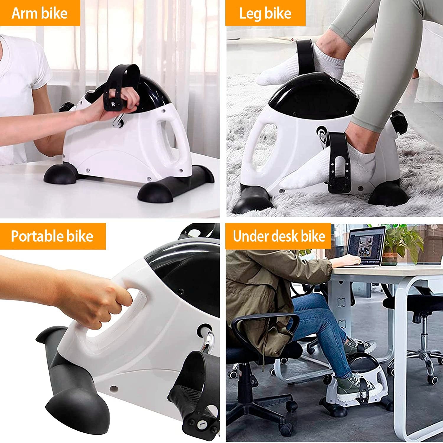 Stationary Under Desk Bike Pedal Exerciser Arm Leg Exerciser with LCD Screen Mini Exercise Cycle Bike