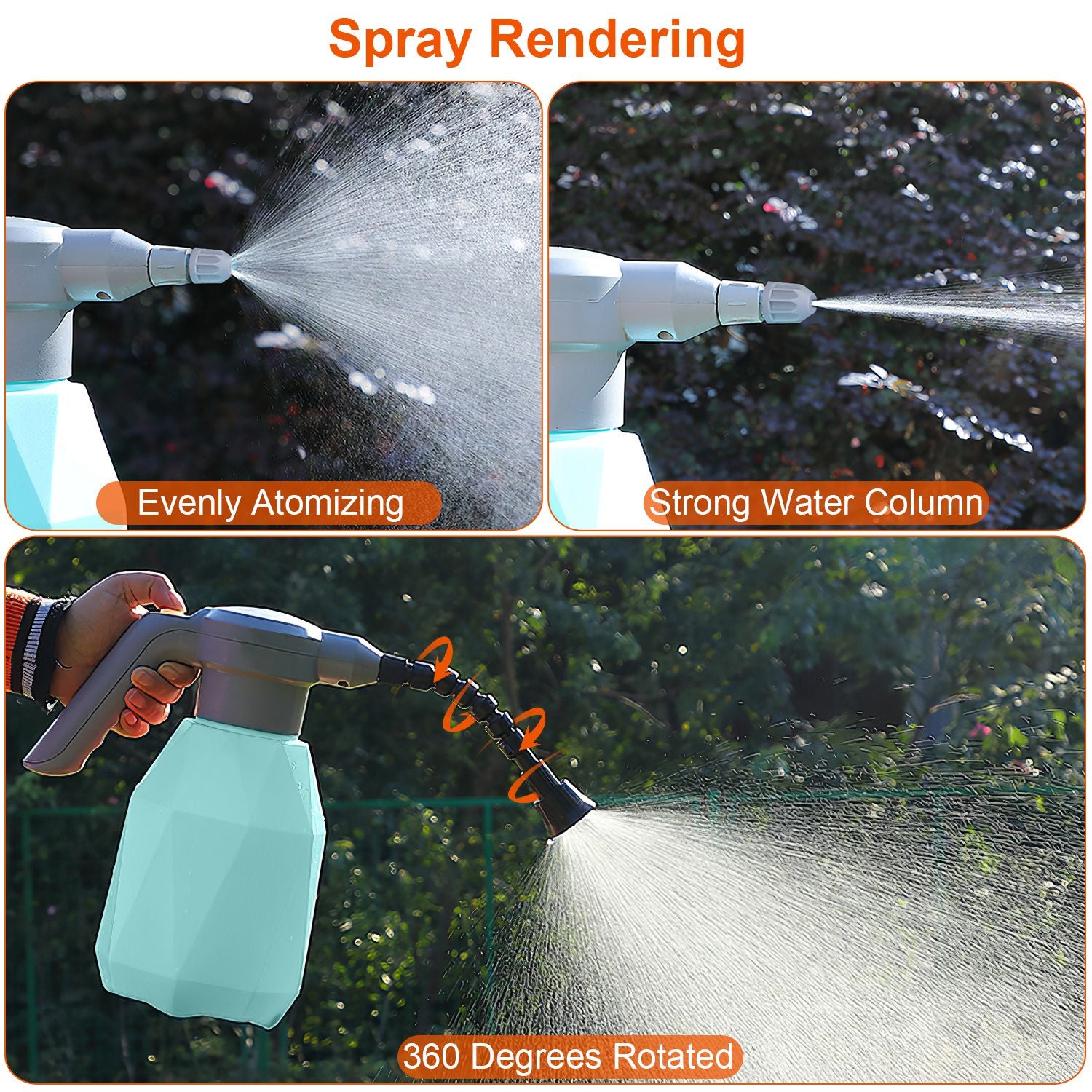 2L/0.5Gallon Electric Spray Bottle Rechargeable Handheld Automatic Plant Watering Sprayer Tank 360 Degrees Adjustable Spout