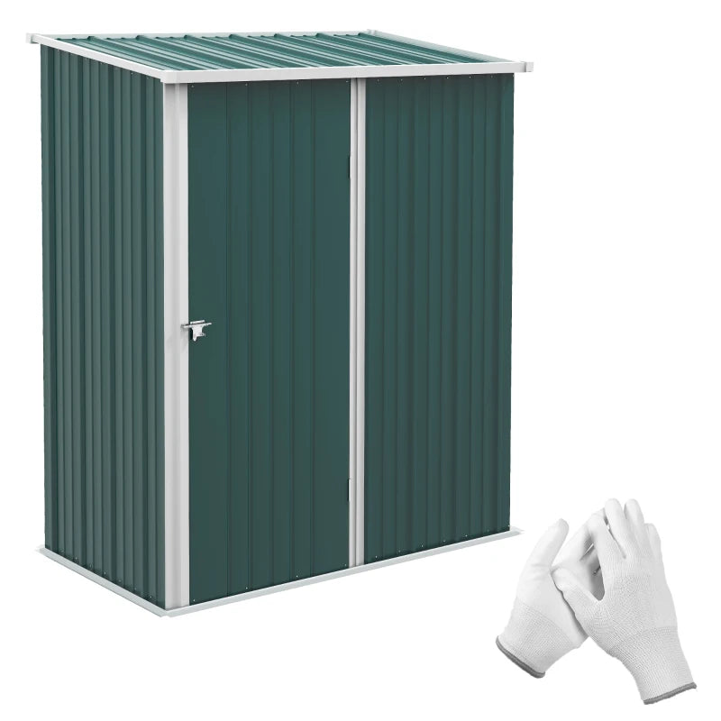 5' x 3' Outdoor Storage Shed, Steel Garden Shed with Single Lockable Door, Tool Storage Shed for Backyard, Green