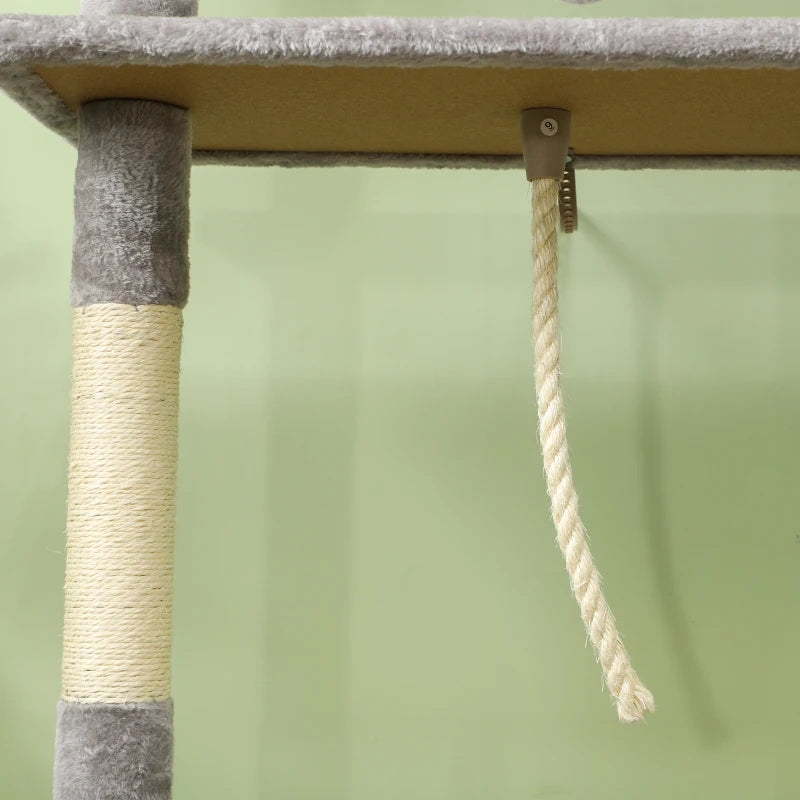 53" Cat Tree, Cat Tower with Scratching Posts, Cat Condo, Beds, Platforms, Toy Balls for Indoor Cats, Light Grey