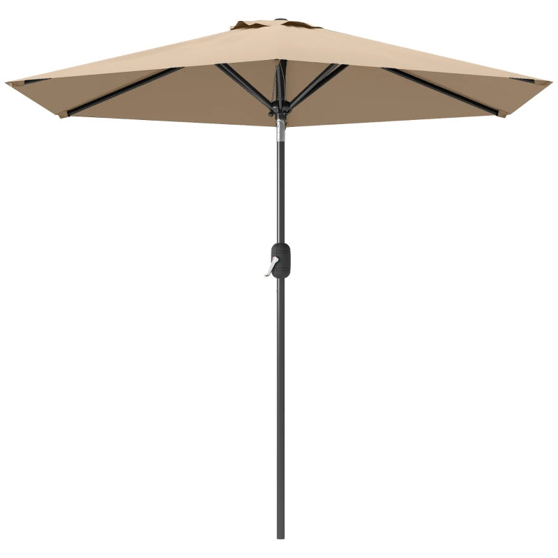 Patio Sun Umbrella, Outdoor Parasol with 6 Ribs, Coffee
