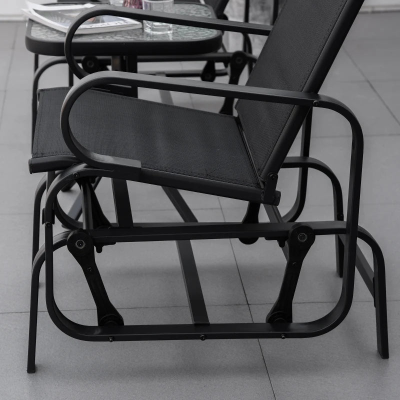 Patio Glider with Breathable Mesh Fabric, Outdoor Glider Chair, Garden Rocking Gliding Seat for Patio, Yard, Porch, Black