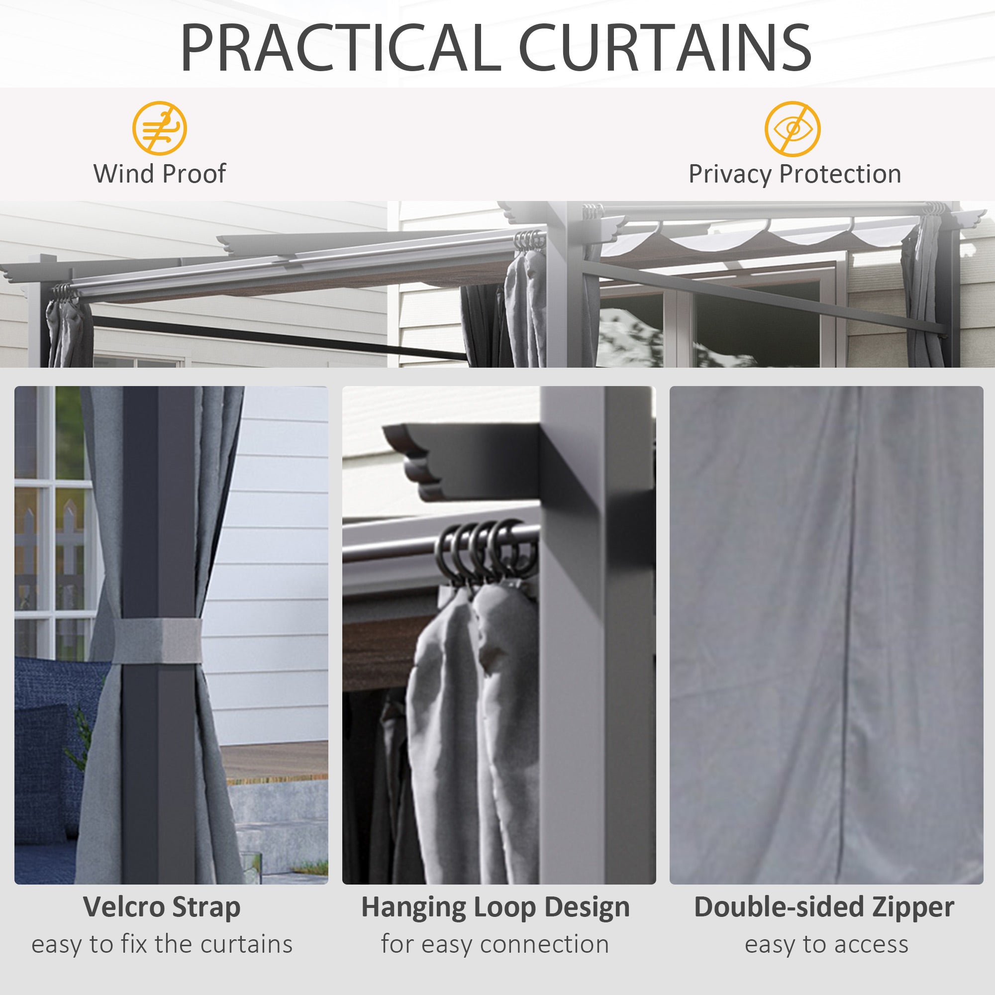 Outsunny 9.7'x9.7' Metal Pergola with Retractable Roof Dark Grey Outdoor Shade Canopy