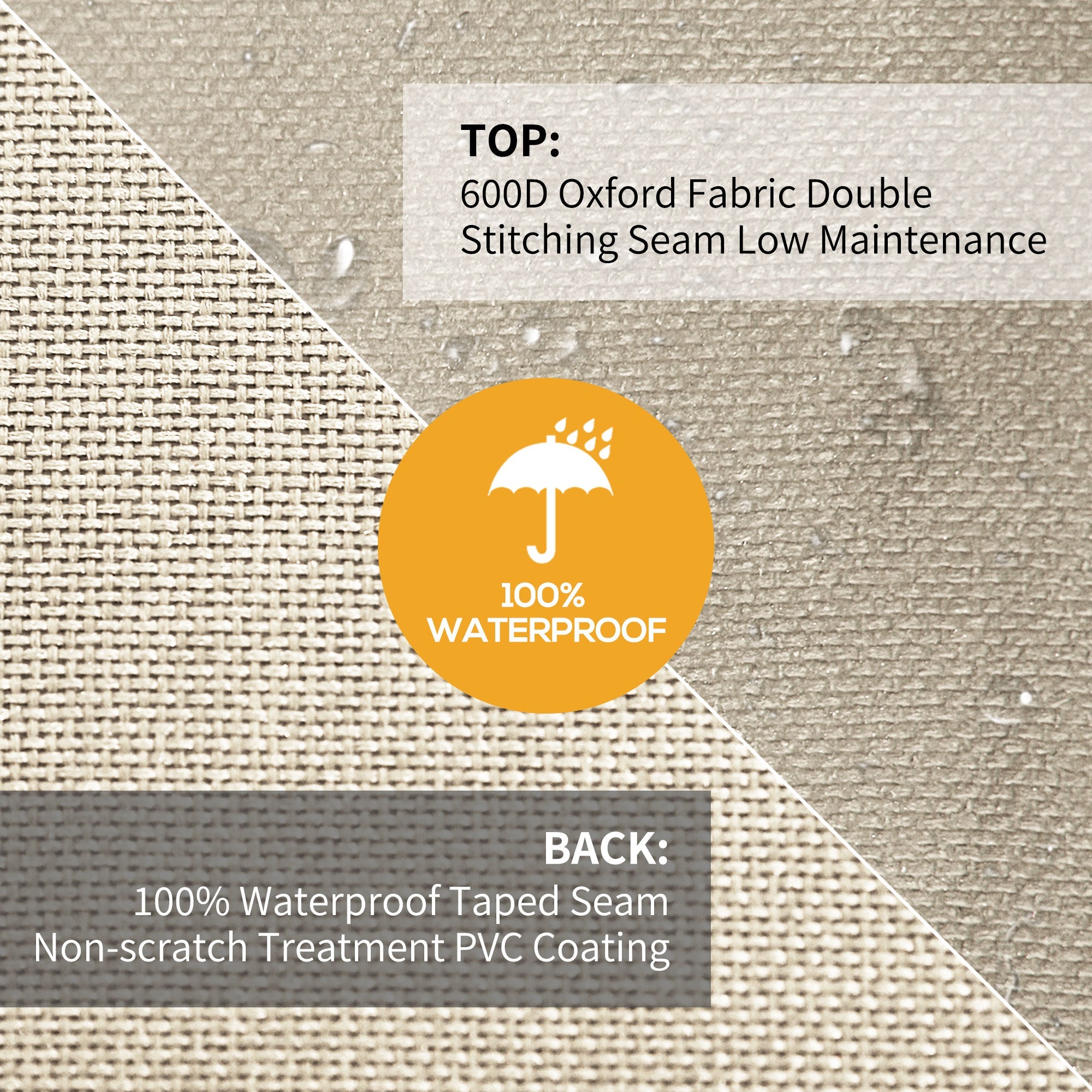 Outsunny Waterproof 3-Seat Sofa Bench Cover Outdoor Rattan Wicker Furniture Rain Dust Protector Beige Coffee Medium - 2-seat Sofa