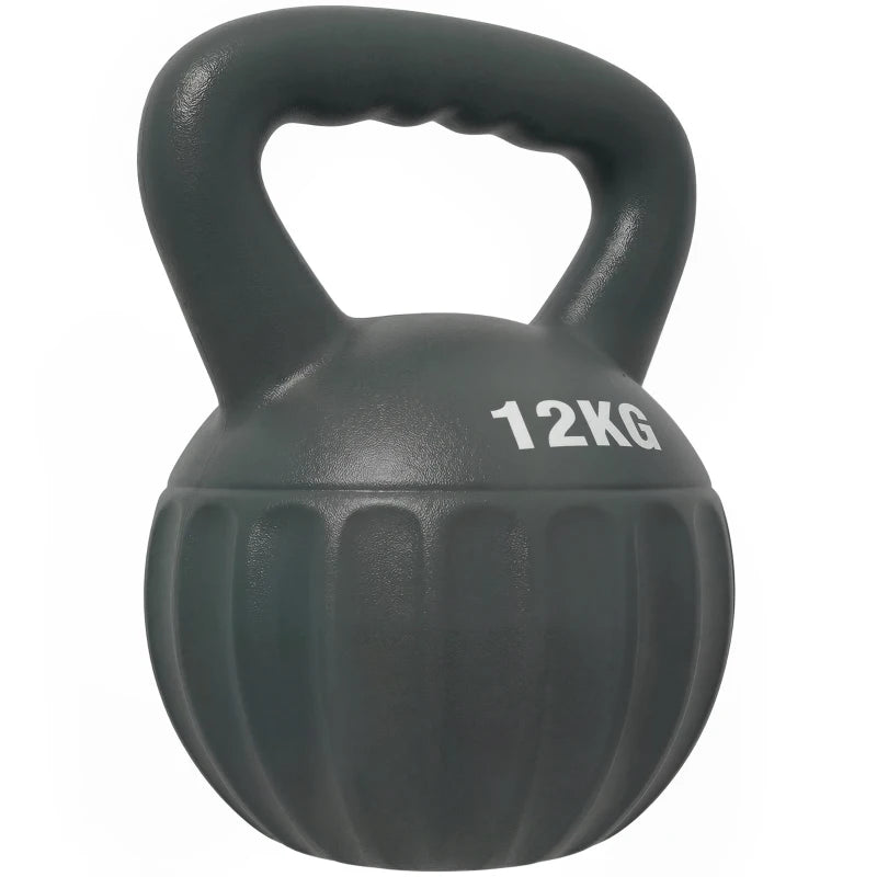 Soozier Kettlebell, 26 lbs Kettle Bell with Non-Slip Handle for Home Gym, Weight Lifting and Strength Training, Grey