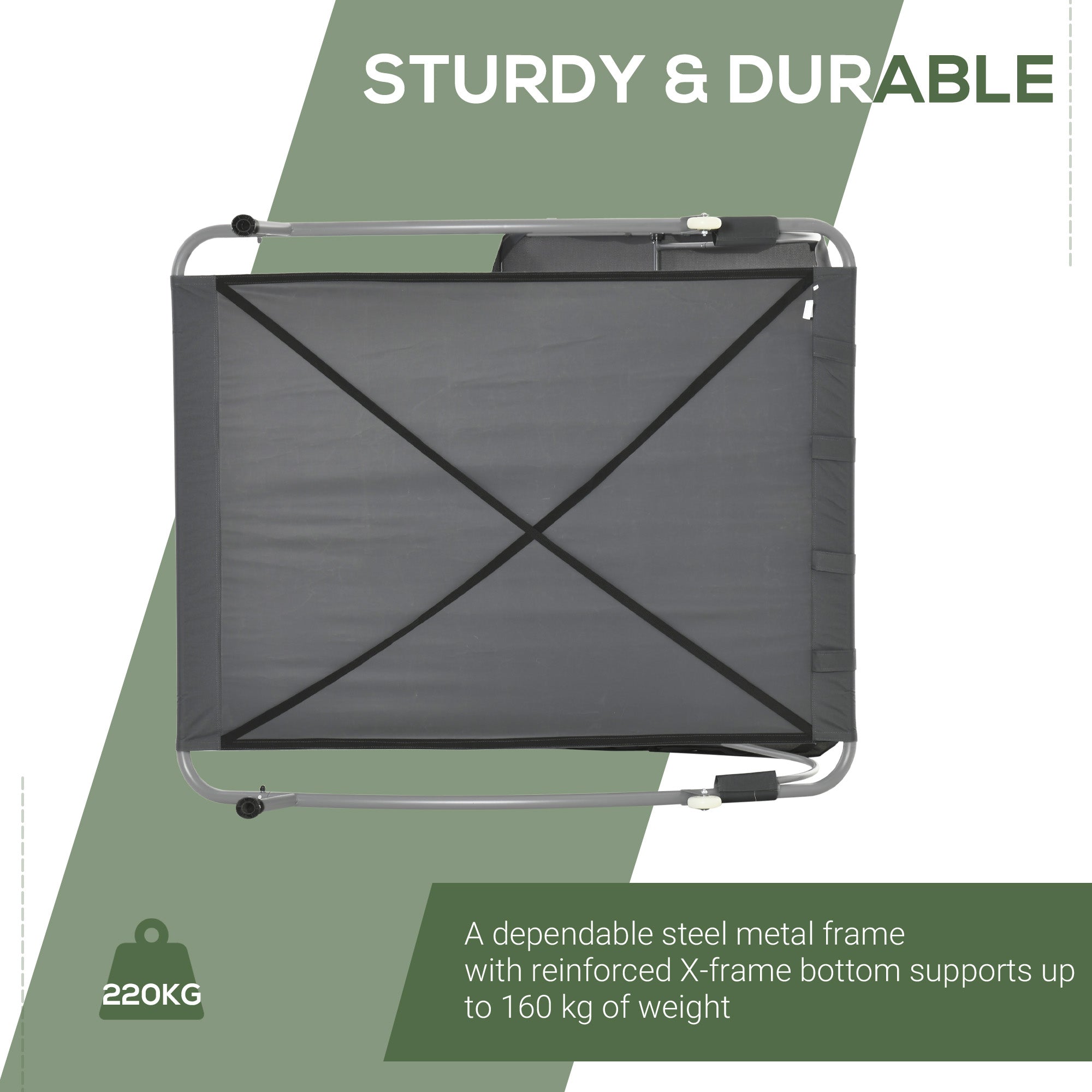 Outsunny Patio Double Chaise Lounge Chair Outdoor Daybed with Canopy Headrest Pillows Grey