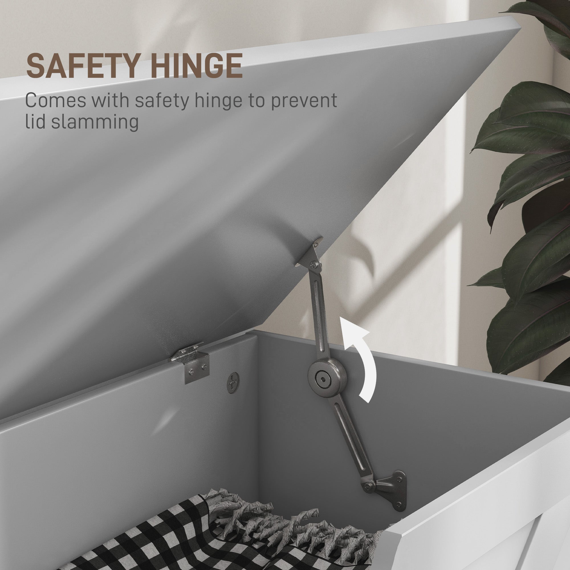 HOMCOM 39.4 Inches Storage Chest, Storage Trunk with 2 Safety Hinges, Wooden Toy Box for Living Room, White Wood Grain