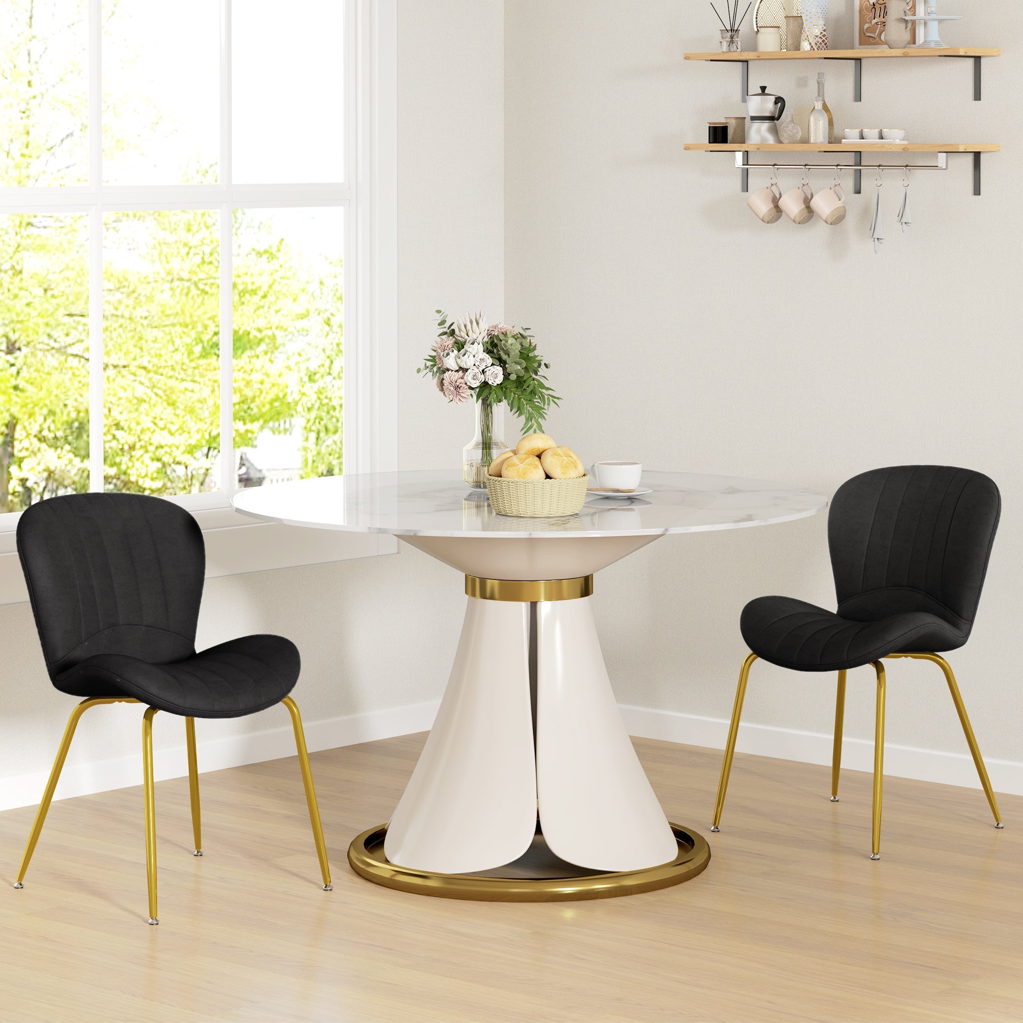 HOMCOM Dining Chairs Set of 2, Modern Accent Chair with Cushioned Backrest, Upholstery for Living Room, Dark Grey