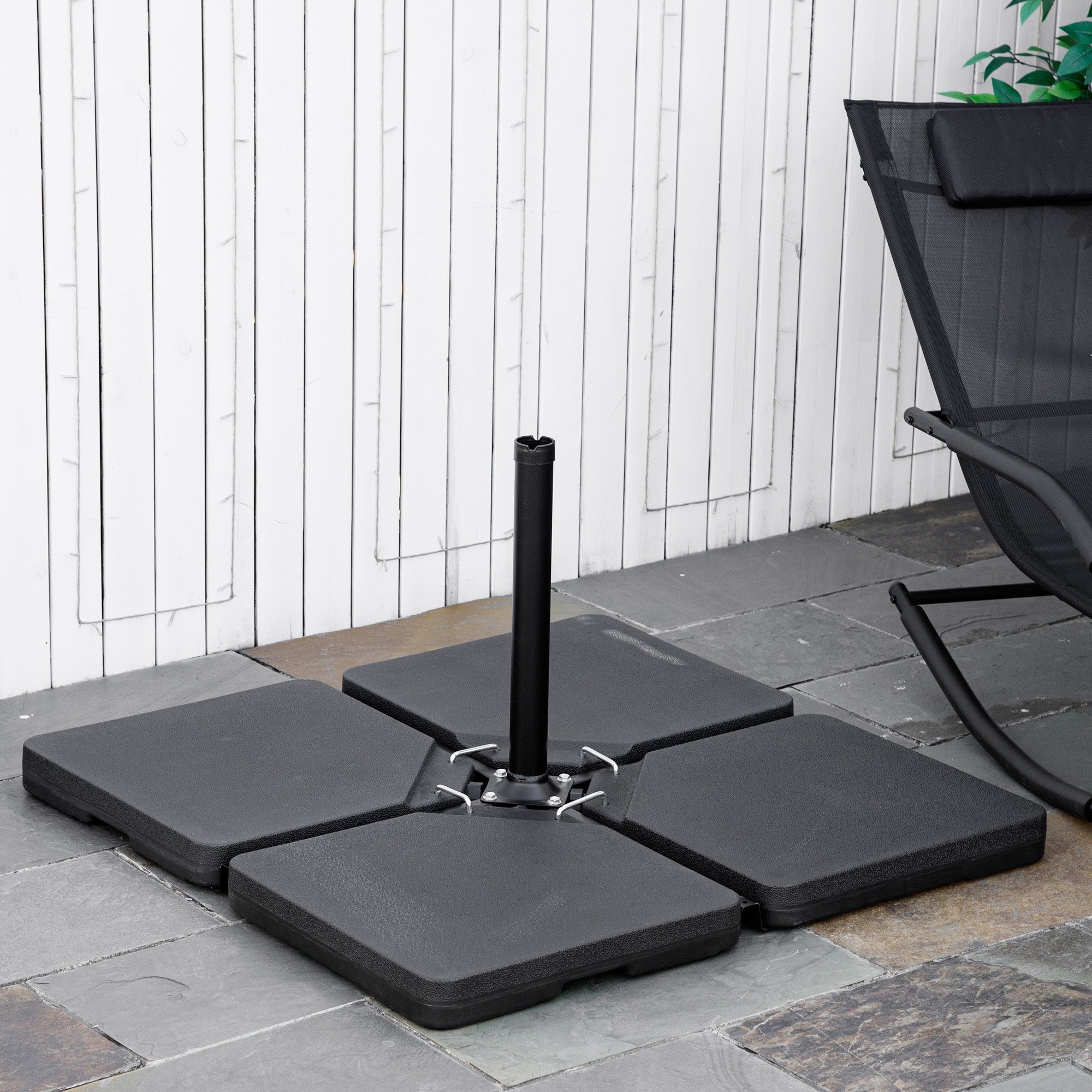 Outsunny Cantilever Weights: Set of 4 Sand/Water Fillable Bases for Banana Umbrellas Black