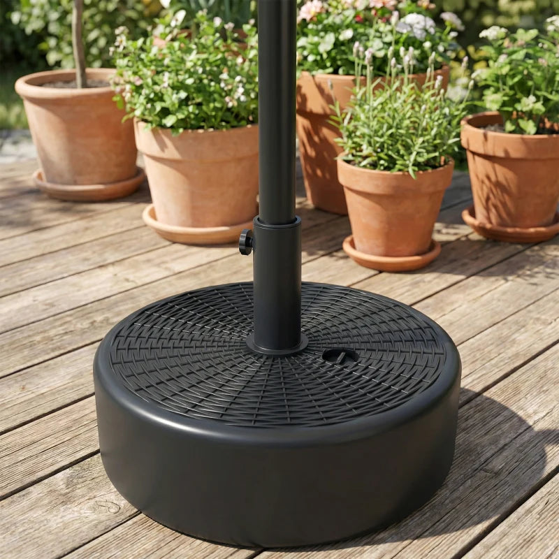 Patio Umbrella Base with Handle Outdoor Umbrella Stand Holder for 1.5" and 1.9" Poles Black