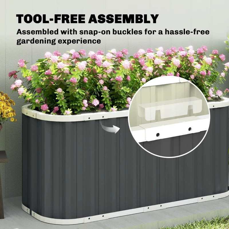 Galvanized Raised Garden Bed, Deep Rot Planter Box, Outdoor Garden Bed with Plant Labels, 5' x 2' x 2', Dark Grey