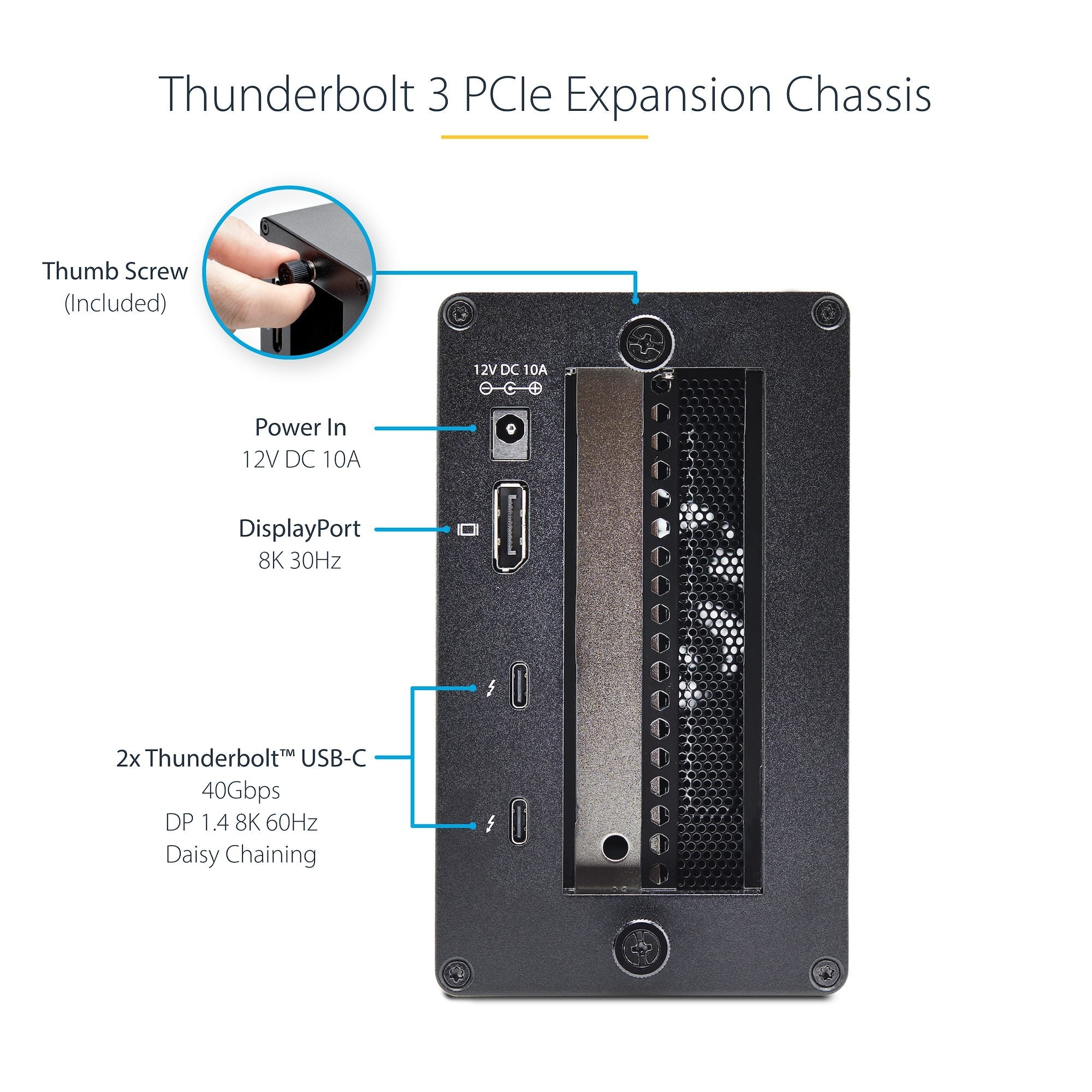 Thunderbolt 3 PCIe Expansion Chassis, External Enclosure W/Dual PCI Express Slots, PCIe Box for Laptops/Desktops, 8K/4K Output Via TB3/DP 1.4 Ports, For Video Capture/Fiber/Ethernet Cards - TAA