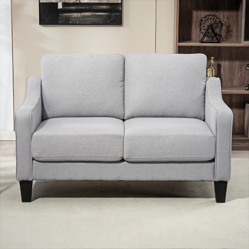 Loveseat Sofa, Modern Couch with Pocket Spring, Linen Upholstered, Thick Padded, Light Grey