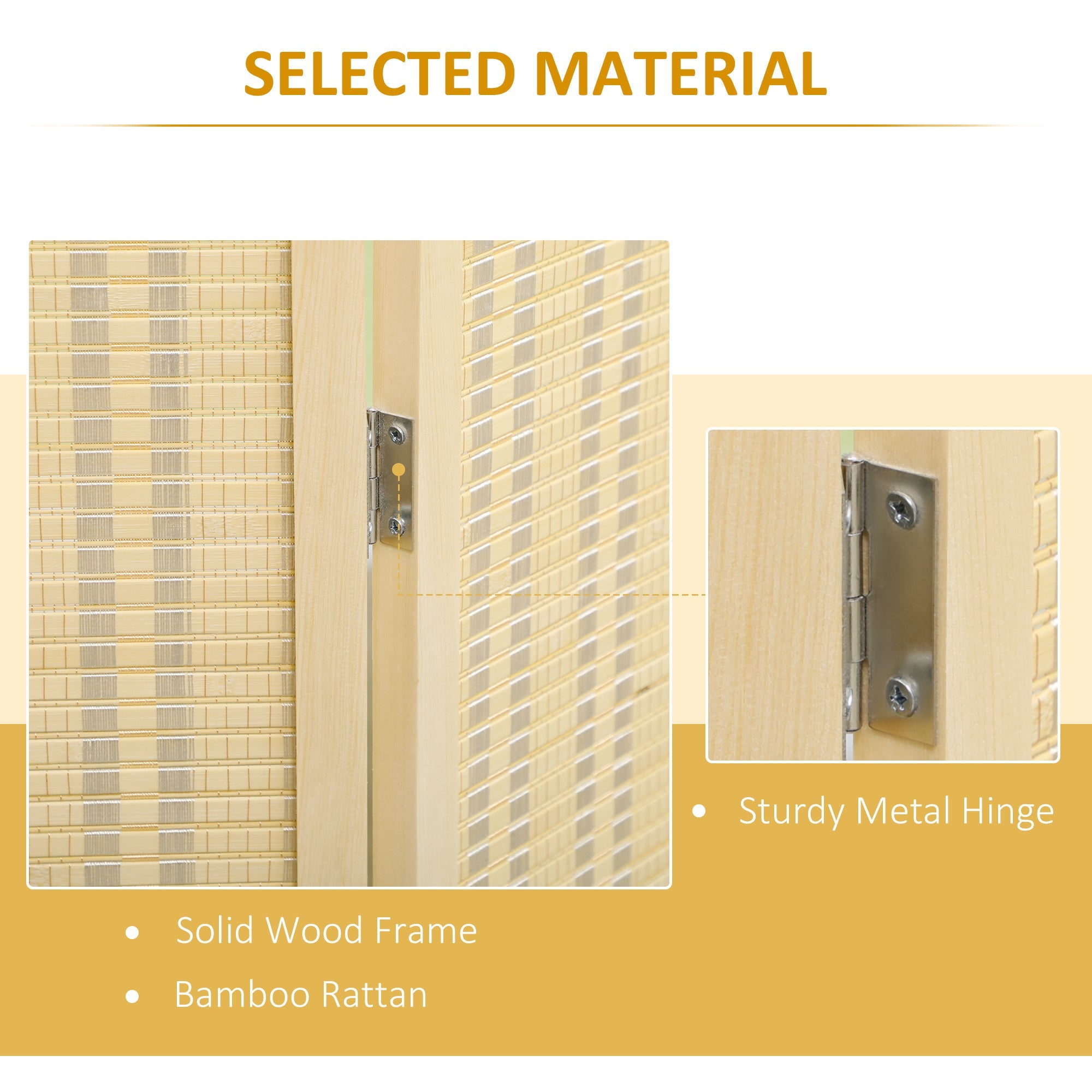 HOMCOM Woven Bamboo Room Divider: 4-Panel Folding Indoor Privacy Screens for Home Office, 71"x71"x0.6", Natural