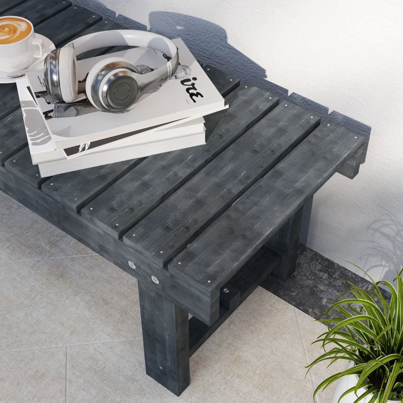 Outdoor Garden Bench, Backless Patio Fir Wood Stool, Armless Loveseat, 43.25" x 15" x 13.75", Grey