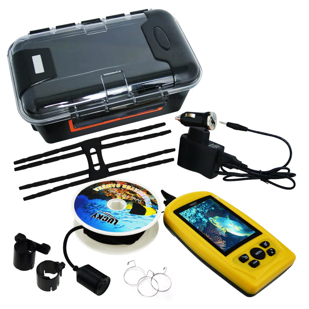 FF-3308-8 Portable Underwater Fishing & Inspection Camera System, 3.5" Color LCD Monitor, 20M Cable, 120° Wide-Angle Camera with IR LEDs