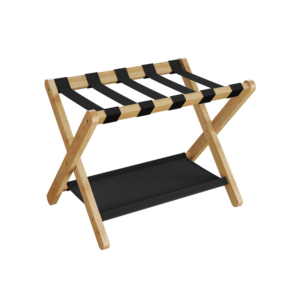SONGMICS Folding Suitcase Stand with Storage Shelf