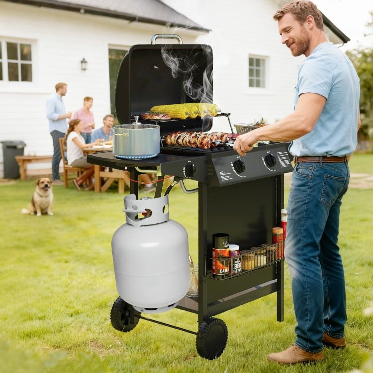 30,000 BTU Outdoor Burner Propane Gas Grill on Wheels