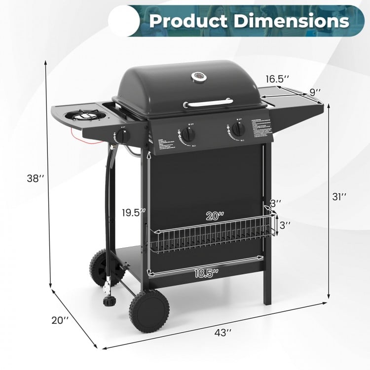 30,000 BTU Outdoor Burner Propane Gas Grill on Wheels