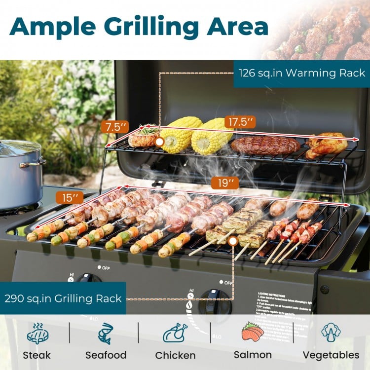 30,000 BTU Outdoor Burner Propane Gas Grill on Wheels