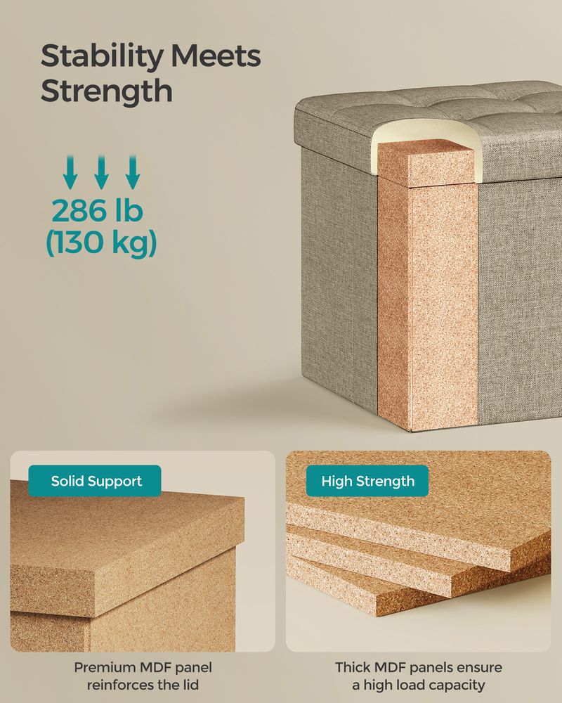 SONGMICS 11.8 Inches Small Folding Storage Ottoman Cube