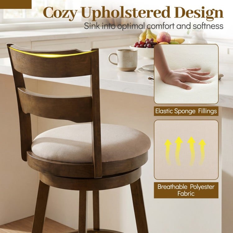 30.5 Inch Swivel Barstools with Backrest & Upholstered Seat-Set of 2