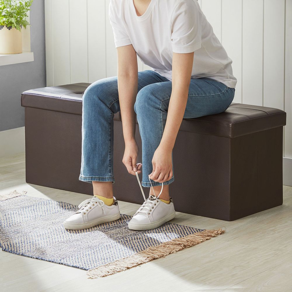 SONGMICS Folding Storage Ottoman Bench with Flipping Lid