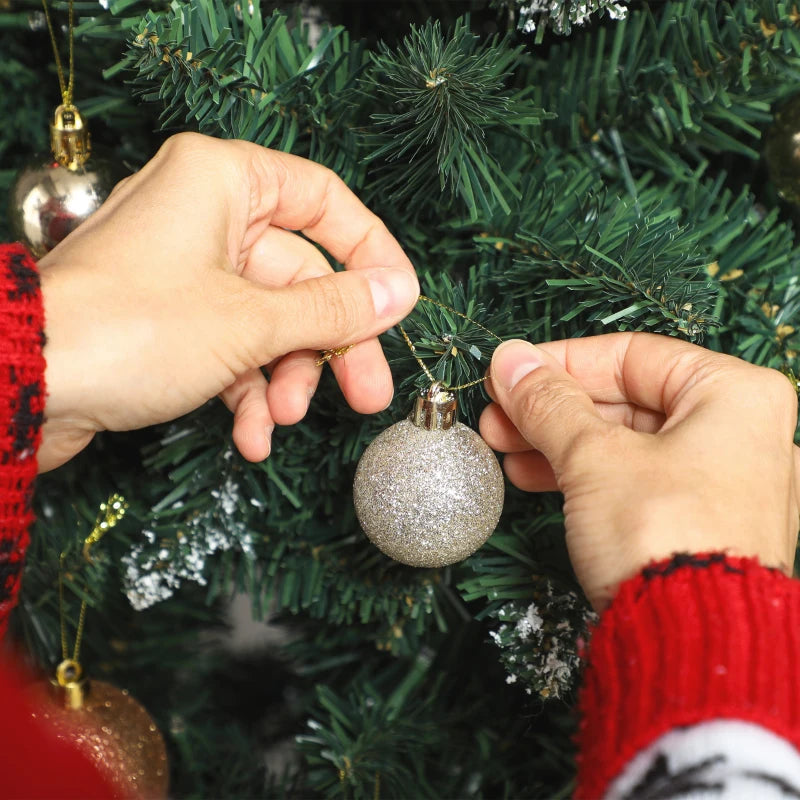 HOMCOM 6ft Frosted Pre-Lit Christmas Tree – Full Spruce with Dual Colour LED Lights, Hinged Design, Easy Assembly