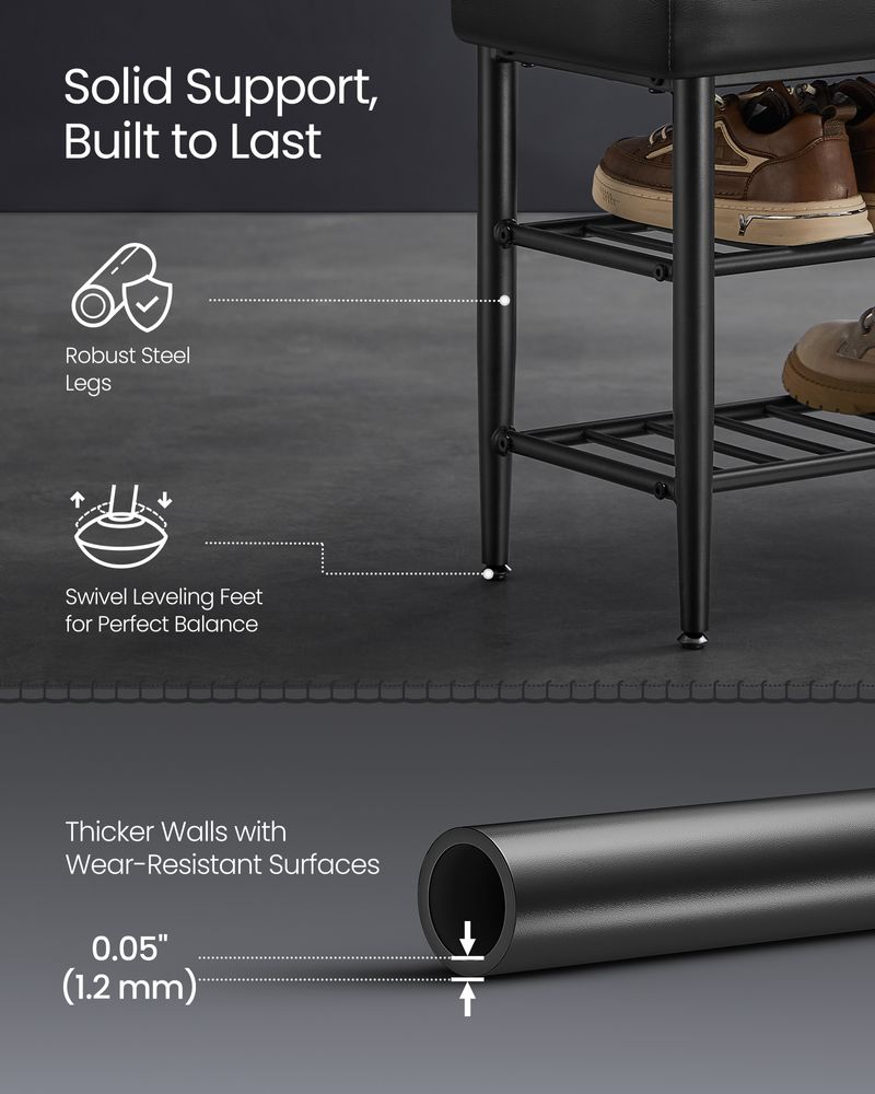VASAGLE EKHO Collection - Shoe Bench with Metal Shelves