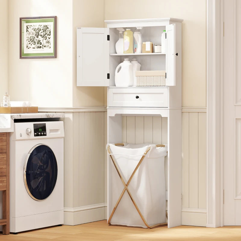 Over The Toilet Storage, Modern Bathroom Cabinet Over Toilet with Drawer, Cabinet and Adjustable Shelf, White