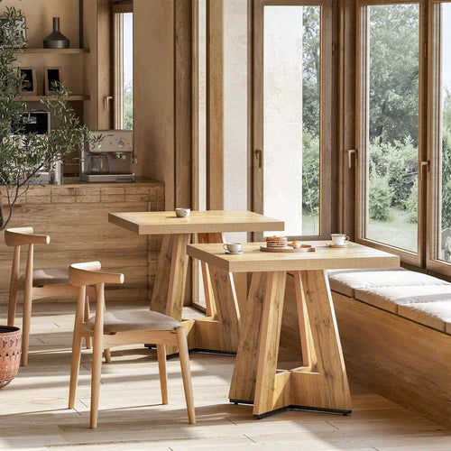 Dining Table 31.5" Square Kitchen Dinner Table for 2-4 People with Thick Engineered Wood Top and Modern Design Brown