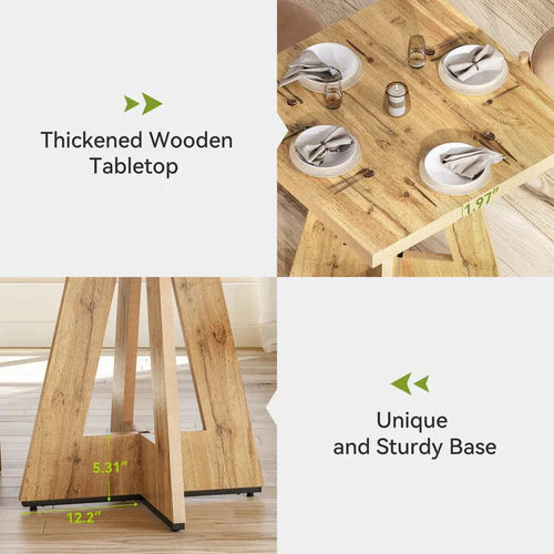 Dining Table 31.5" Square Kitchen Dinner Table for 2-4 People with Thick Engineered Wood Top and Modern Design Brown