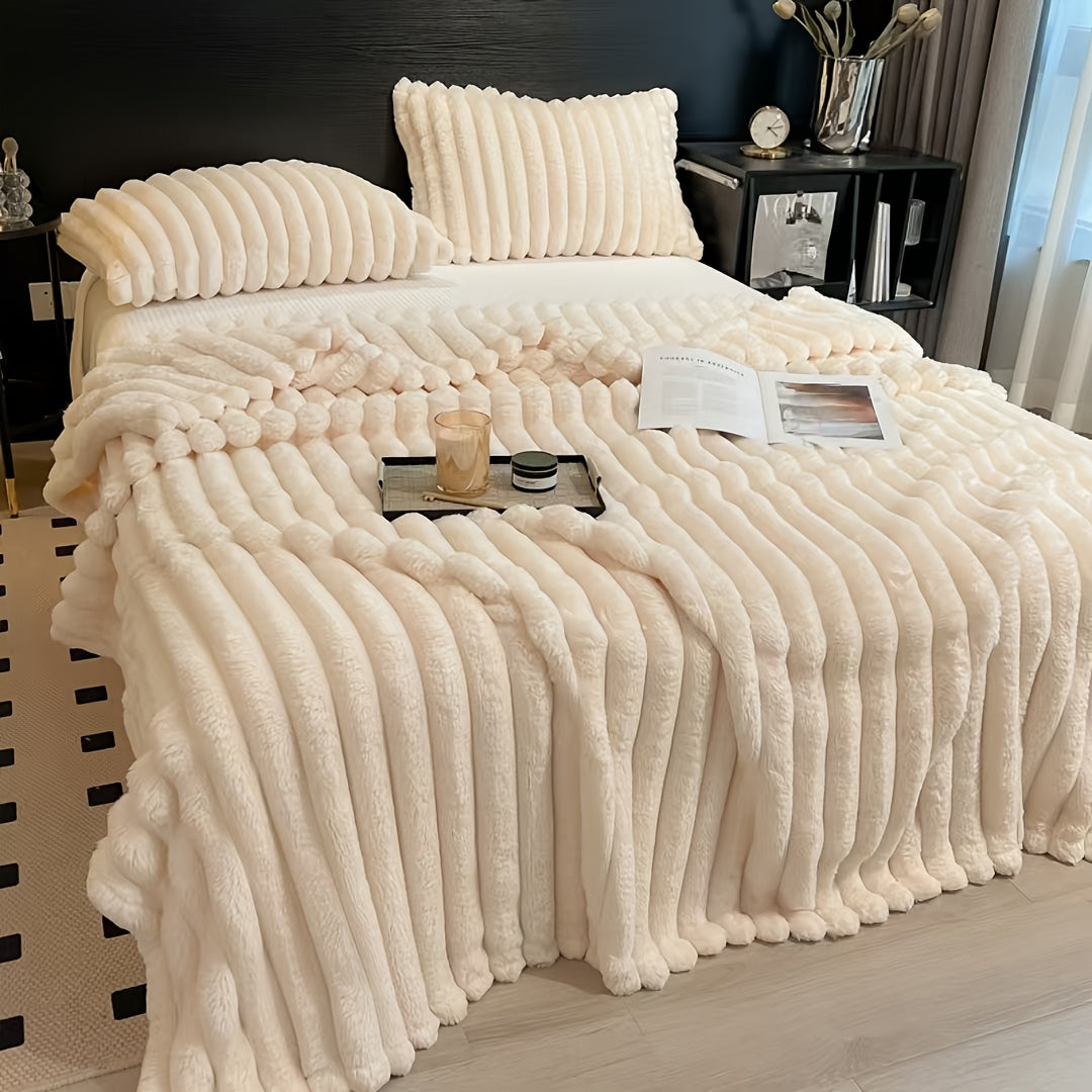 Soft Faux Rabbit Fur Luxurious Throw Blanket - Warm, Cozy
